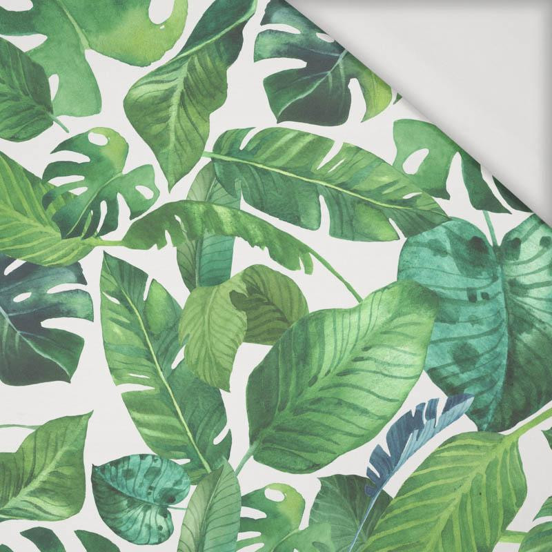 TROPICAL LEAVES pat. 2 / white - Viscose jersey