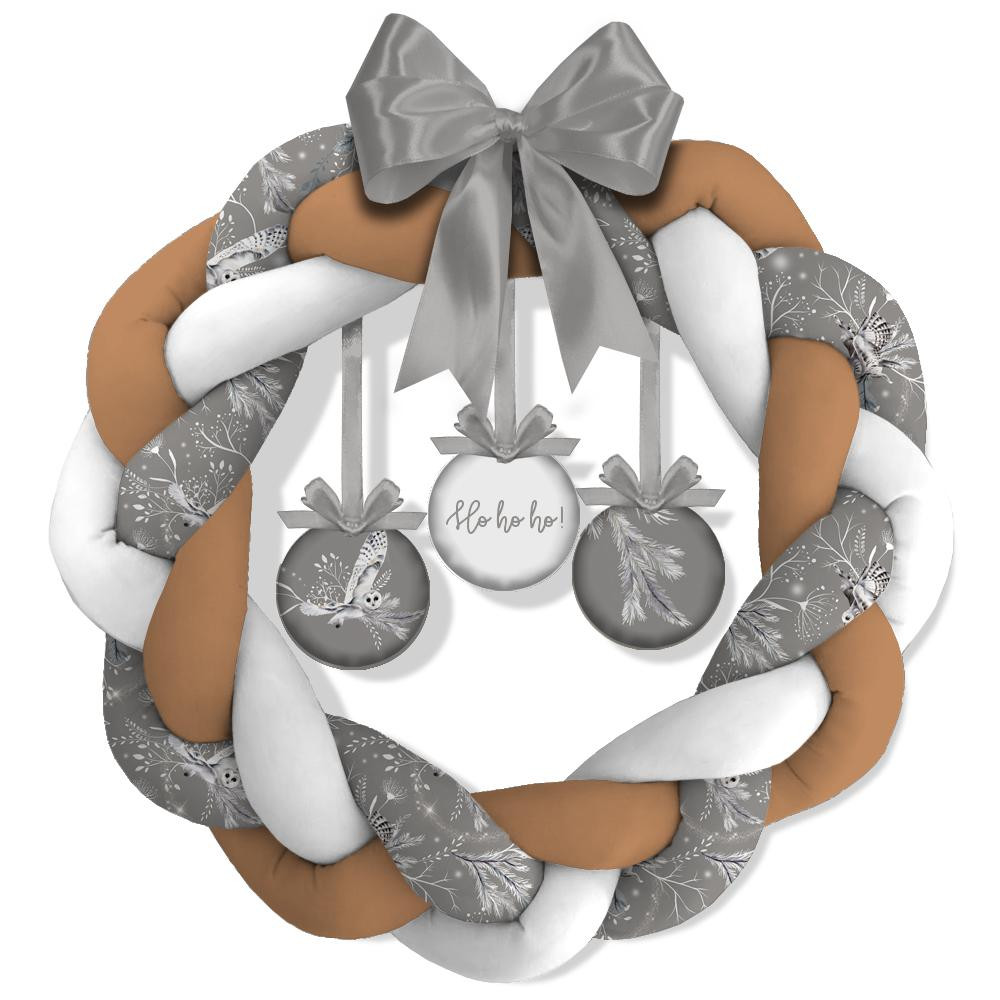 CHRISTMAS WREATH - WINTER OWLS / grey (WINTER IN PARK) - sewing set