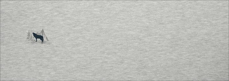 WOLF (ADVENTURE) / melange light grey - Panoramic panel - looped knit fabric with elastane