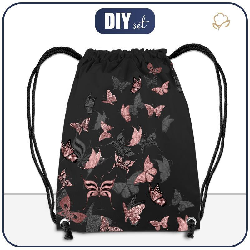 GYM BAG - BUTTERFLIES MIX PAT. 6 (GLITTER BUTTERFLIES) - sewing set