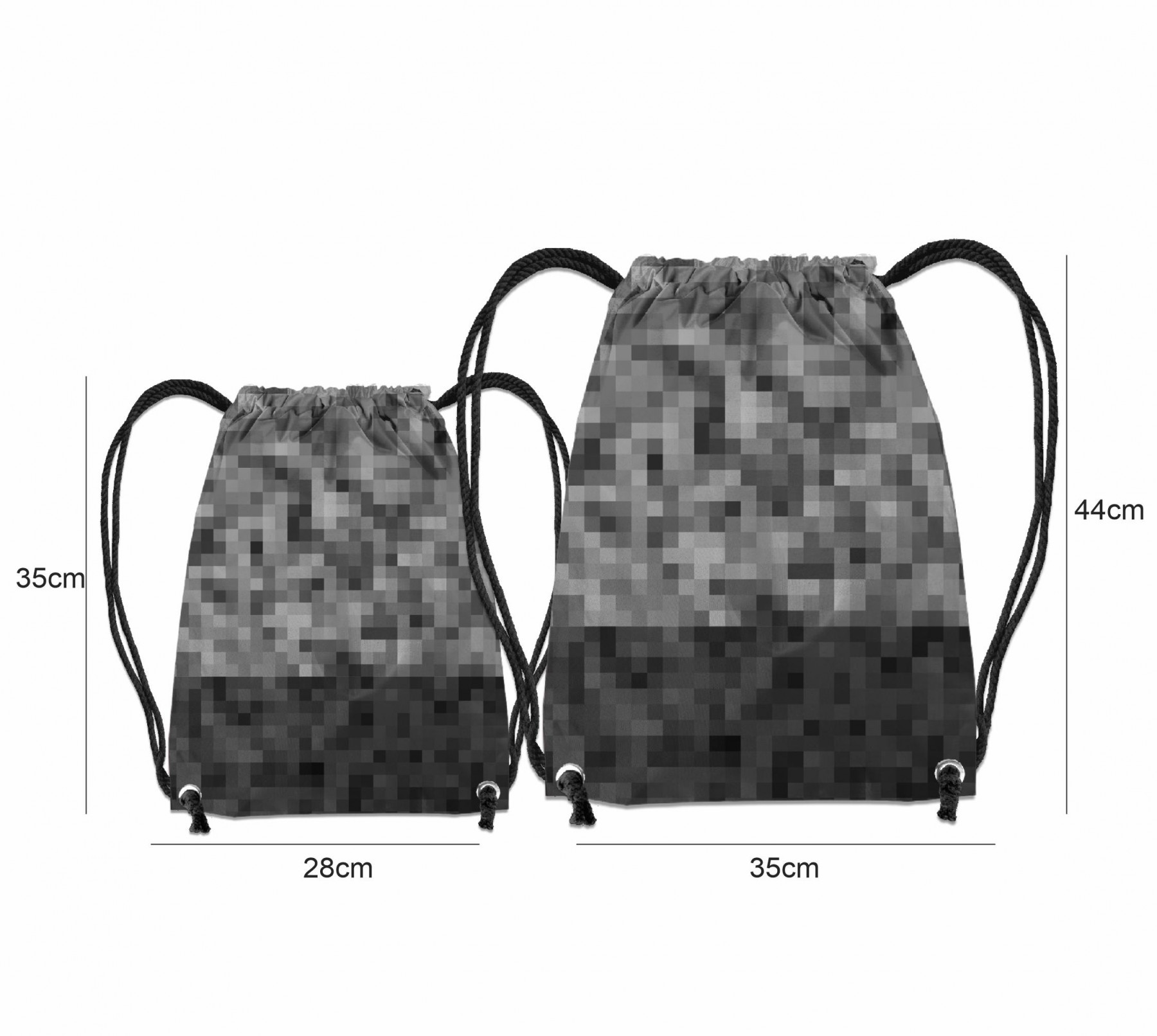 GYM BAG - PIXELS pat. 2 / grey - sewing set