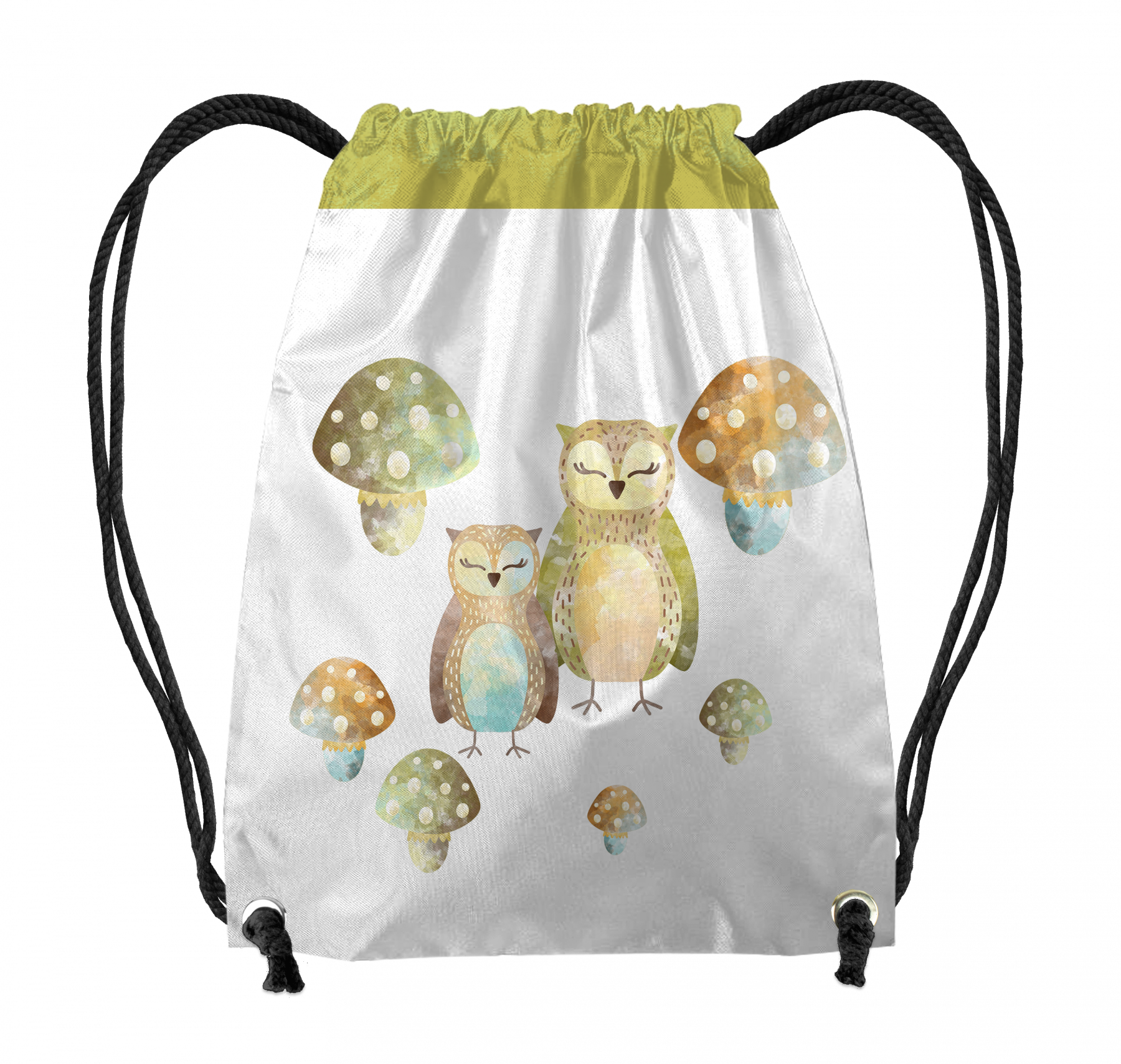 GYM BAG - OWLS AND FLY AGARICS (FOREST ANIMALS) - sewing set
