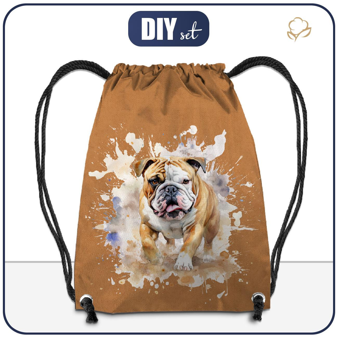 GYM BAG - WATERCOLOR BULLDOG - sewing set