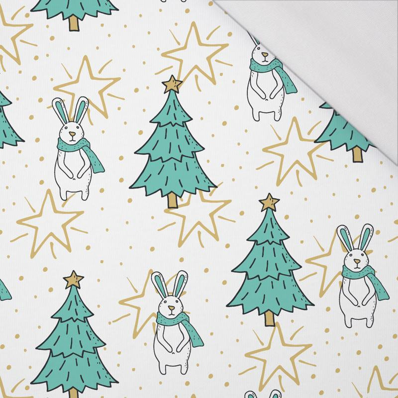 HARES WITH CHRISTMAS TREES / white - single jersey with elastane 