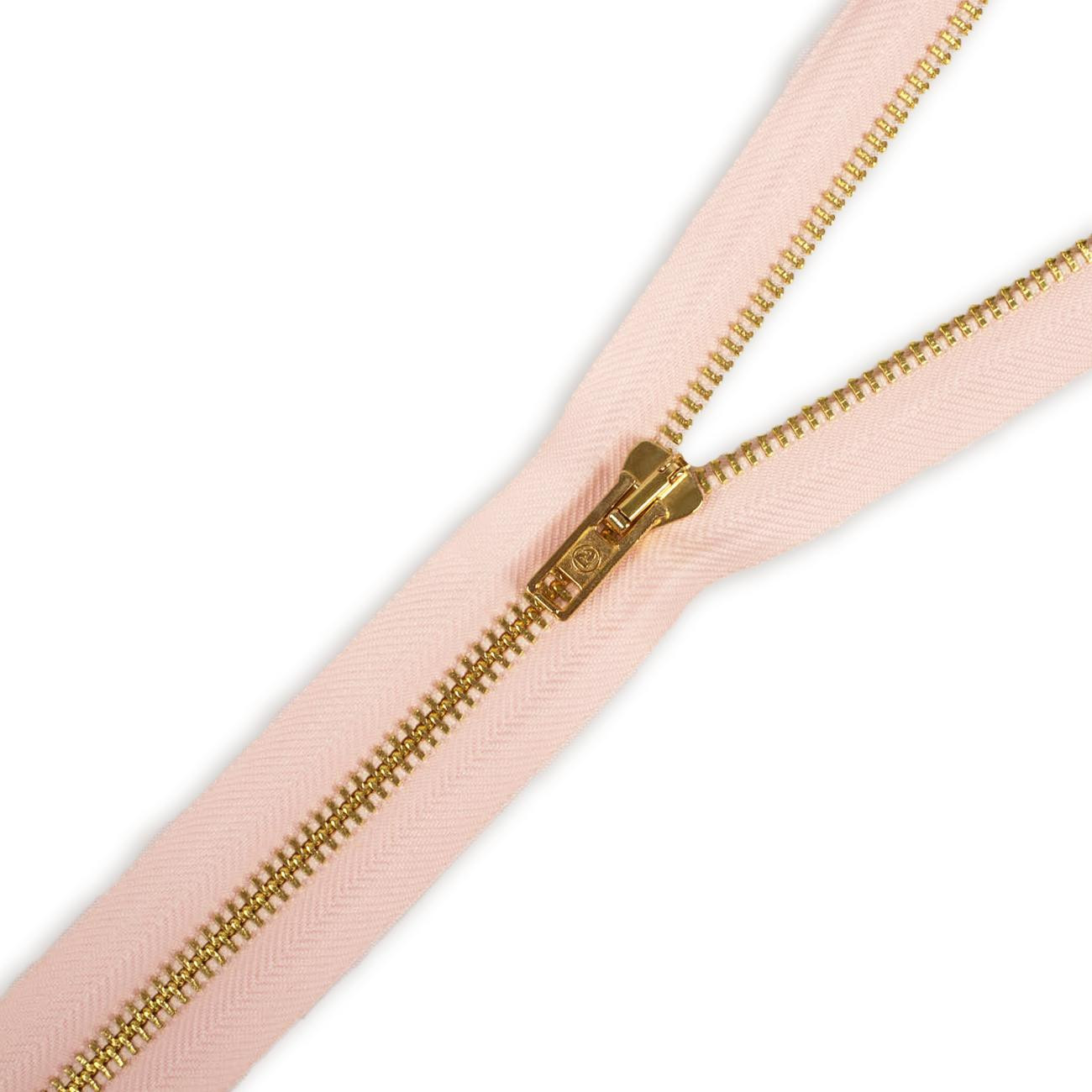 Metal zipper open-end 60cm – muted pink / gold 