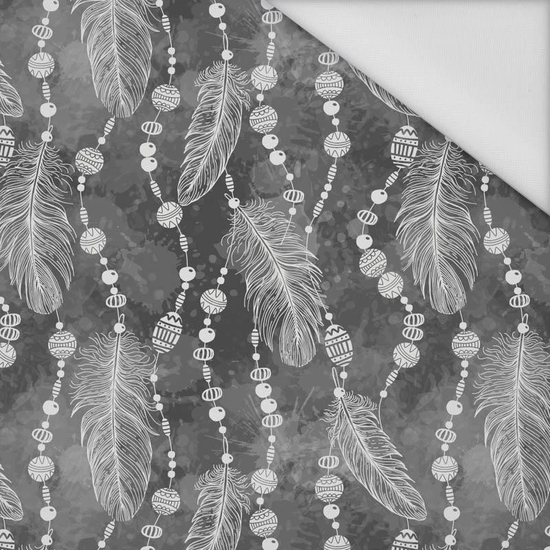 WHITE FEATHERS AND BEADS (GREY) / white  - Waterproof woven fabric