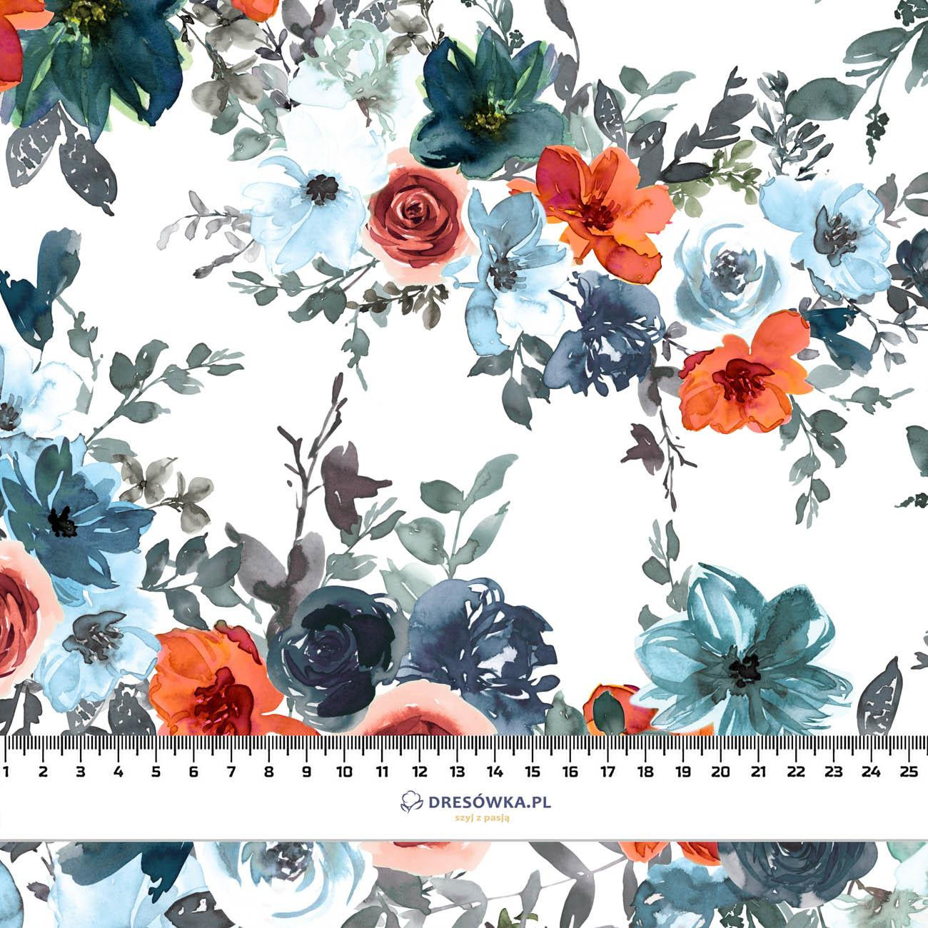 WATER-COLOR FLOWERS pat. 2 / white - single jersey with elastane 