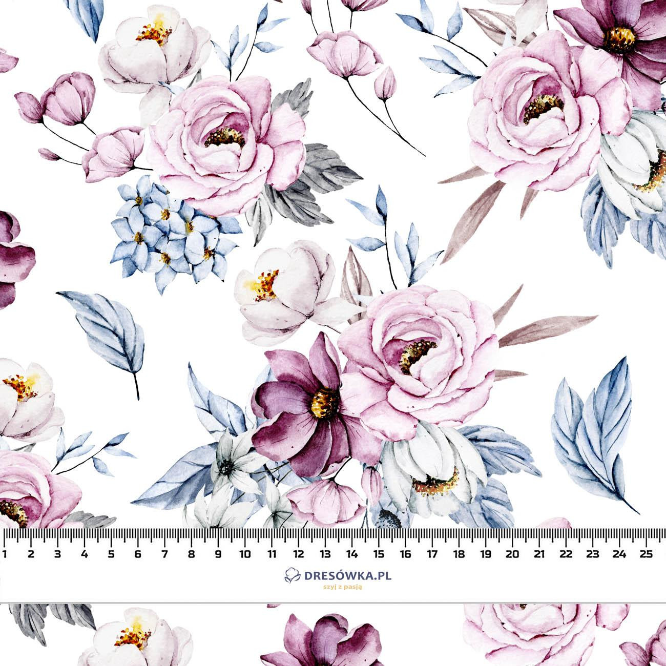 WATERCOLOR BOUQUET Pat. 2 - viscose woven fabric
