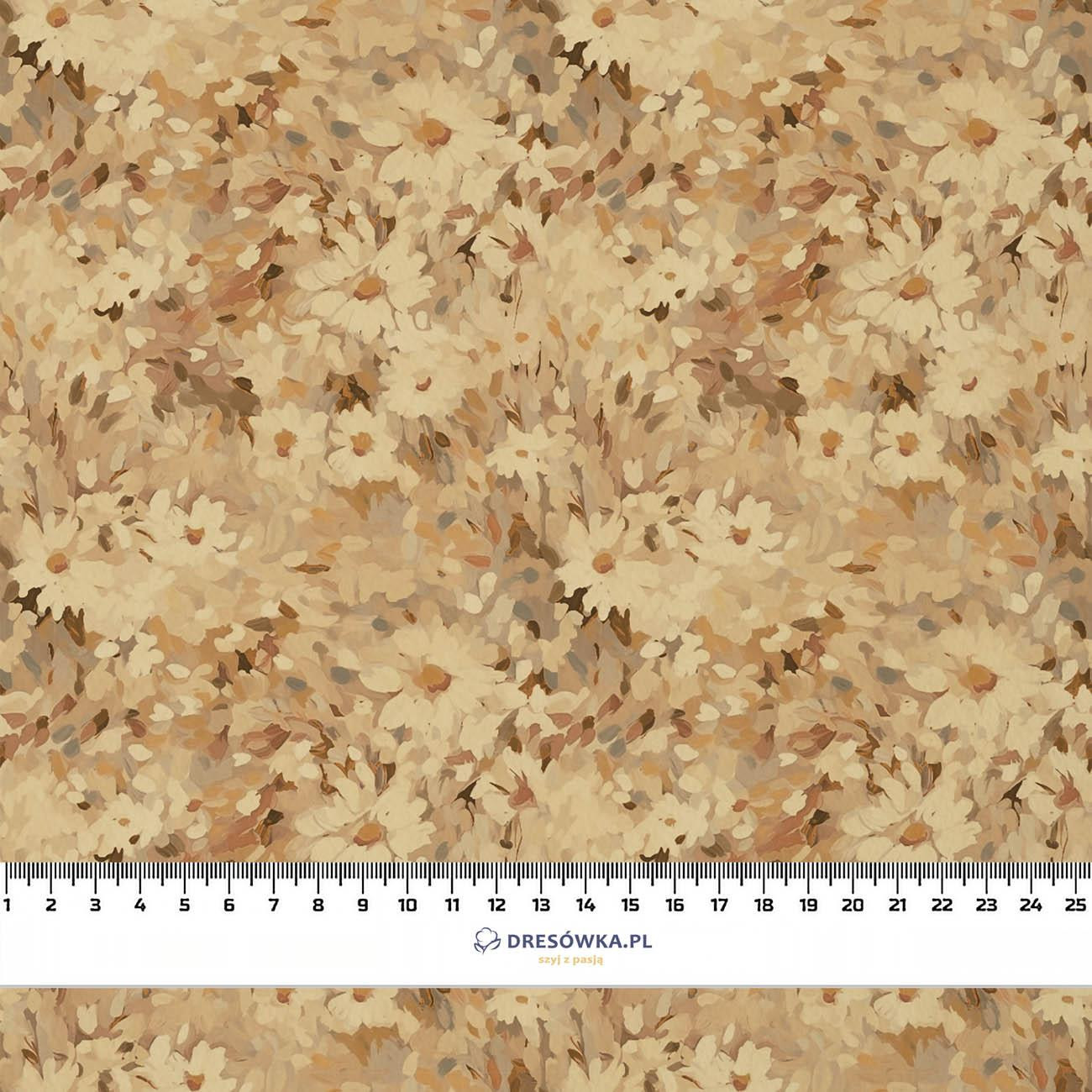 BEIGE / FLOWERS - looped knit fabric