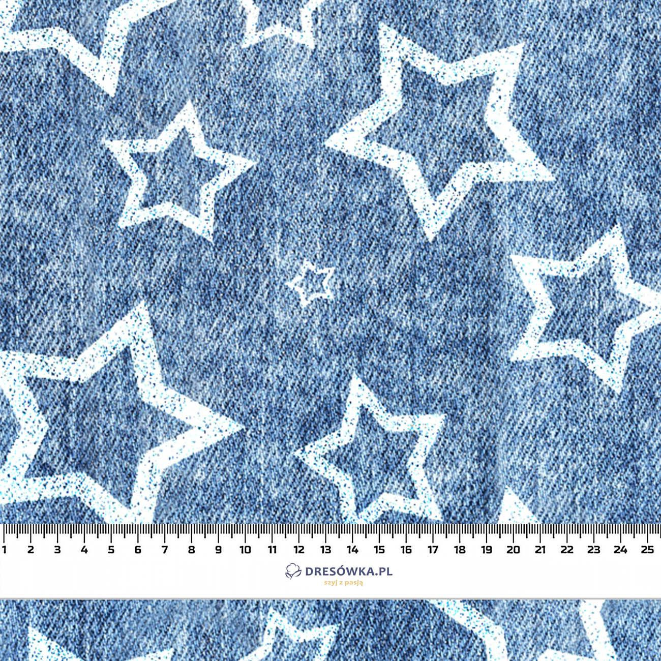 WHITE STARS (CONTOUR) / vinage look jeans dark blue - Panama 220g