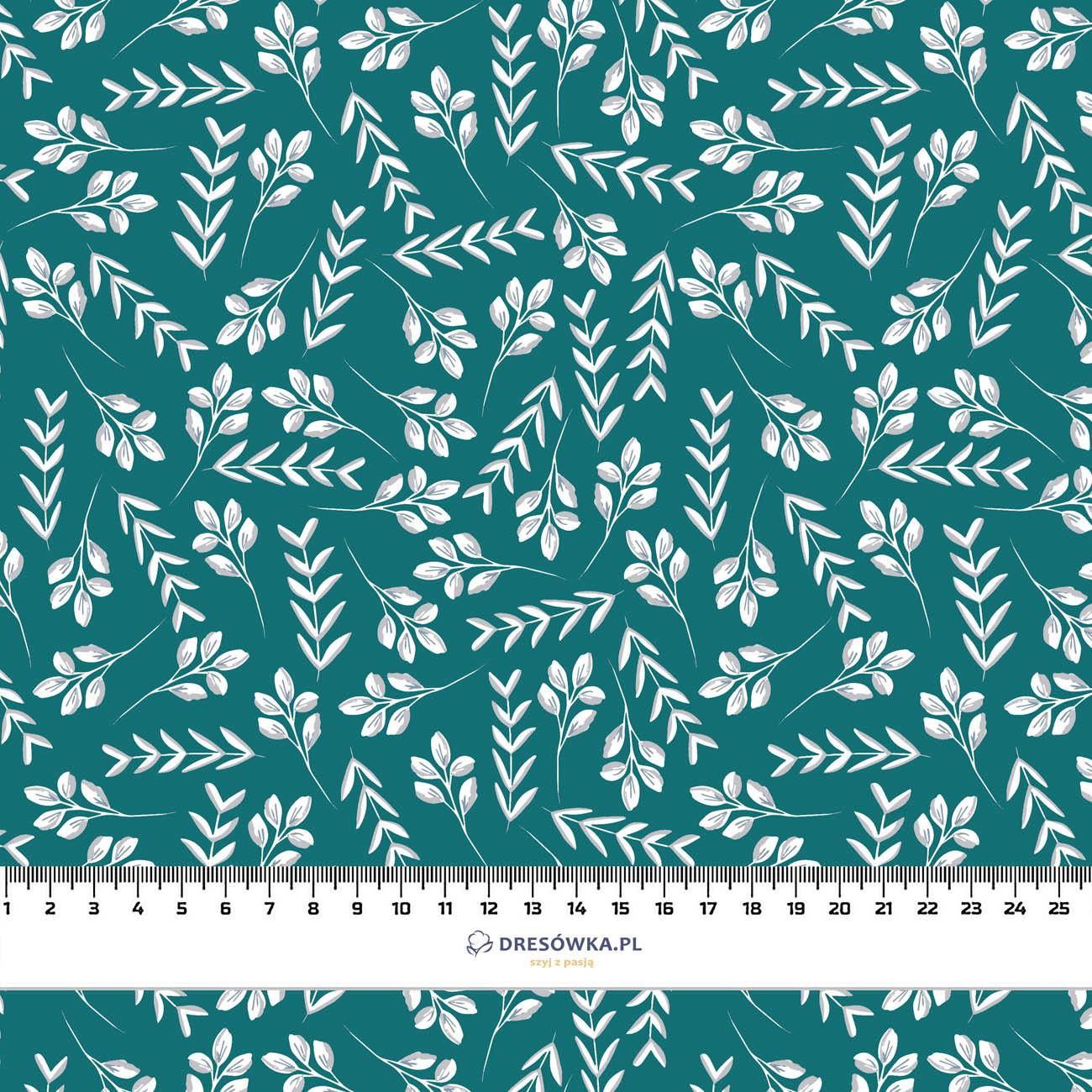 SMALL LEAVES pat. 2 / emerald - single jersey with elastane 