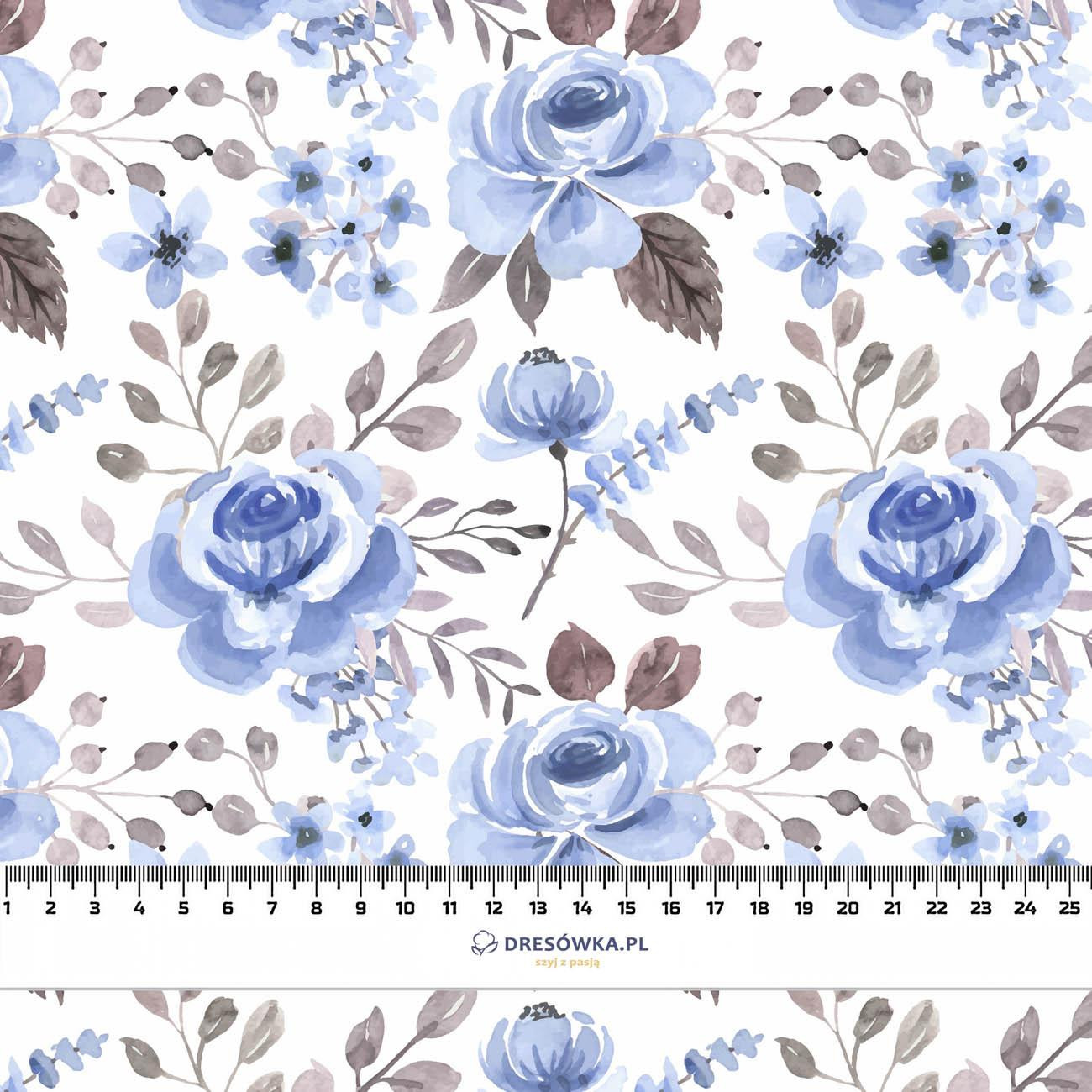 BLUE FLOWERS - looped knit fabric