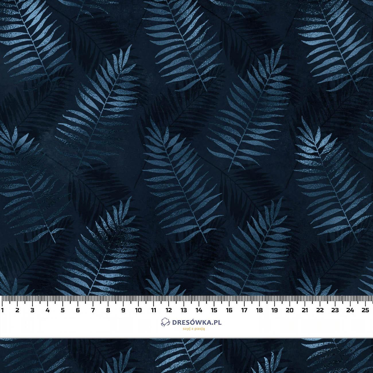 140cm BLUE LEAVES pat .2 - looped knit fabric with elastane ITY