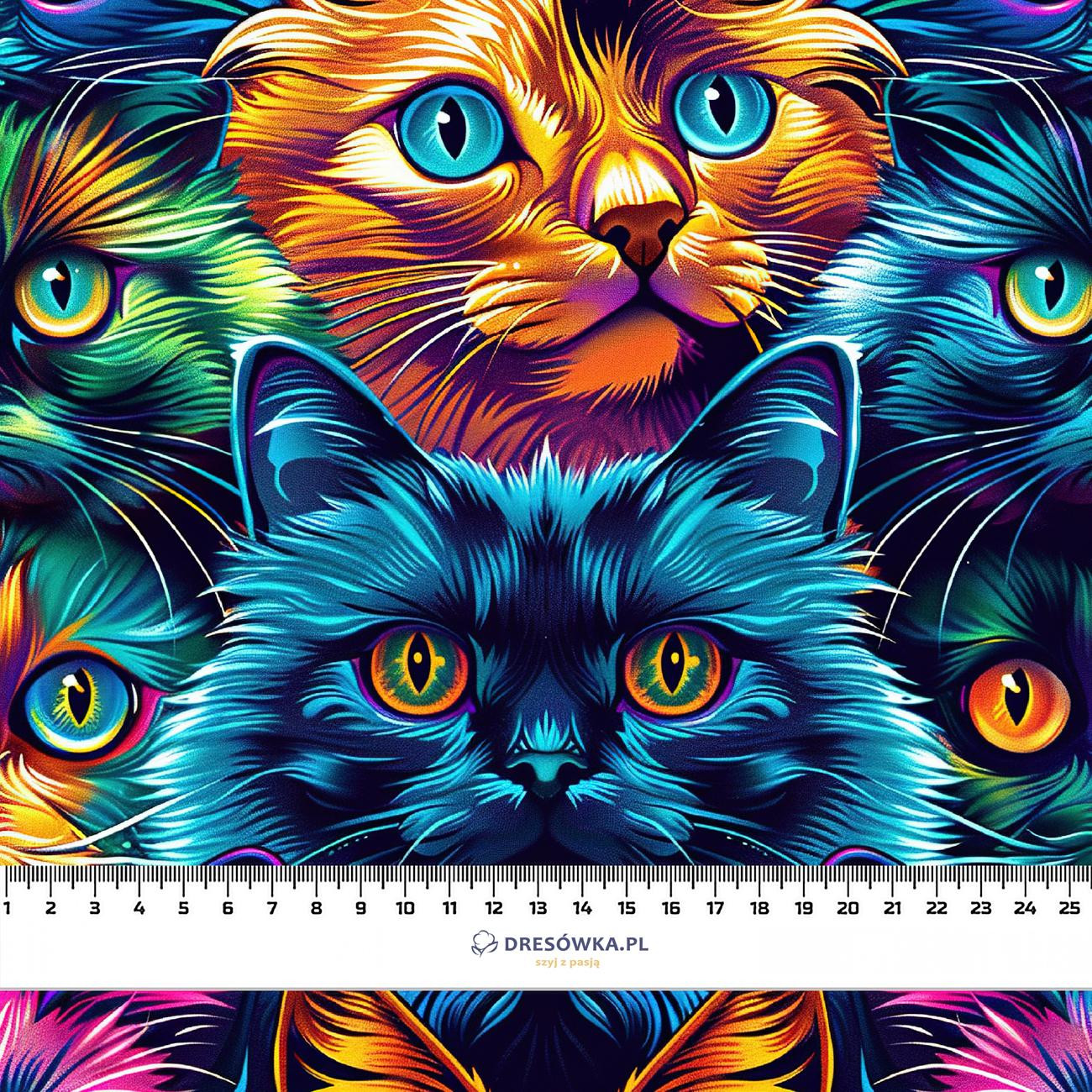 COLORFUL CATS - looped knit fabric with elastane ITY
