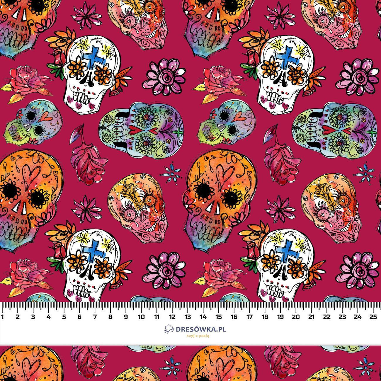 SKULLS pat. 3 / fuchsia (DIA DE LOS MUERTOS) - lycra 300g