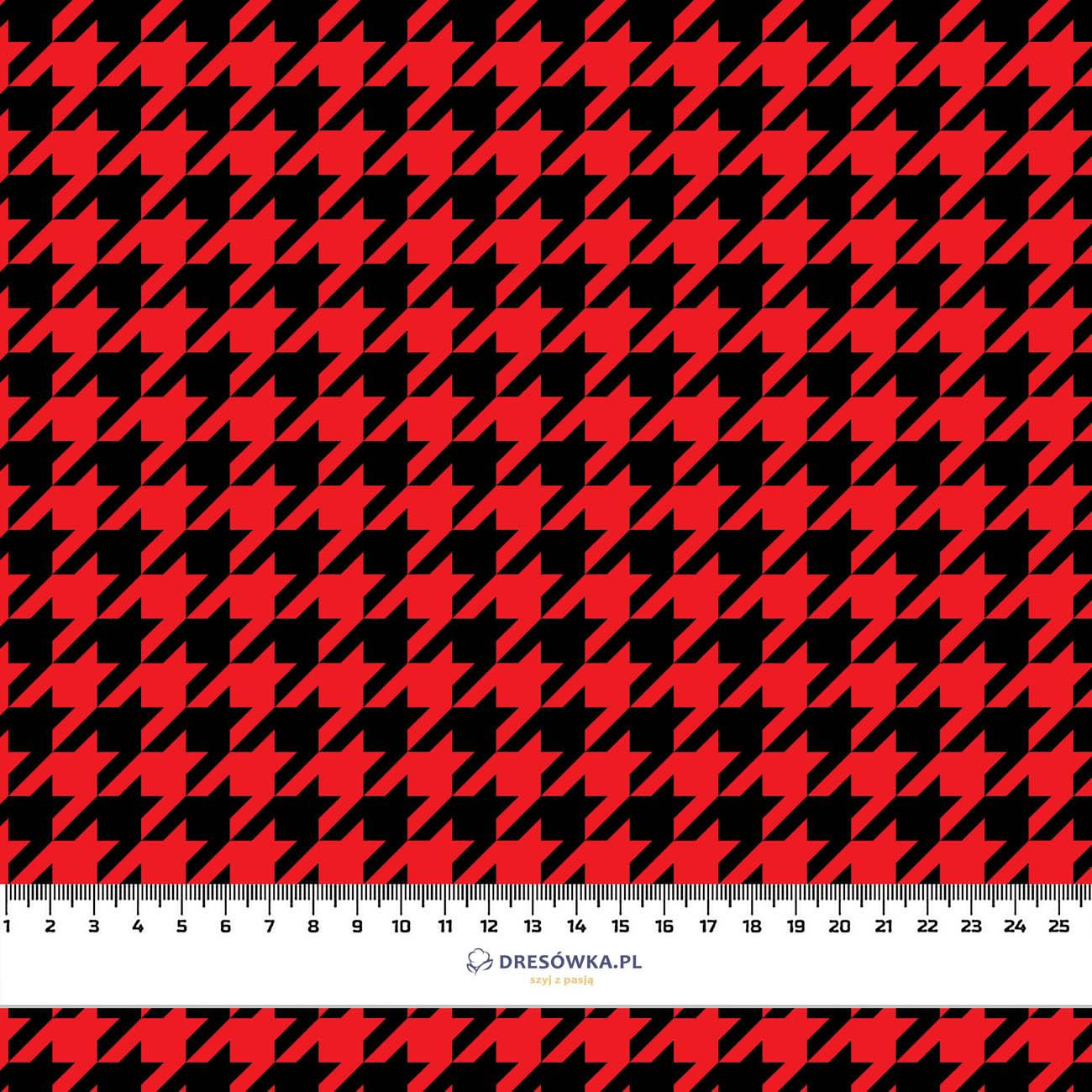 BLACK HOUNDSTOOTH / red - single jersey with elastane 