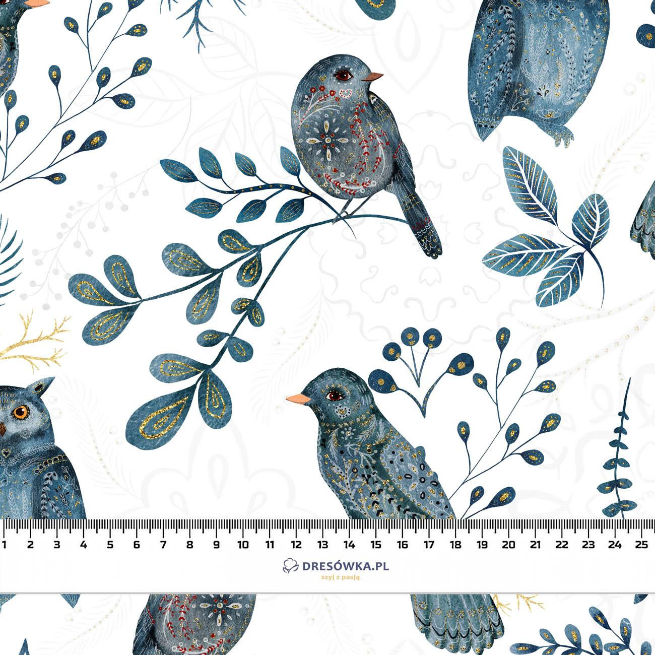 FOLK BIRDS pat. 2 (FOLK FOREST) - Cotton woven fabric