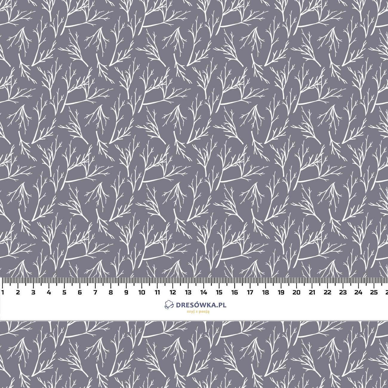 TWIGS pat. 2 (WINTER TIME) / grey - Cotton woven fabric