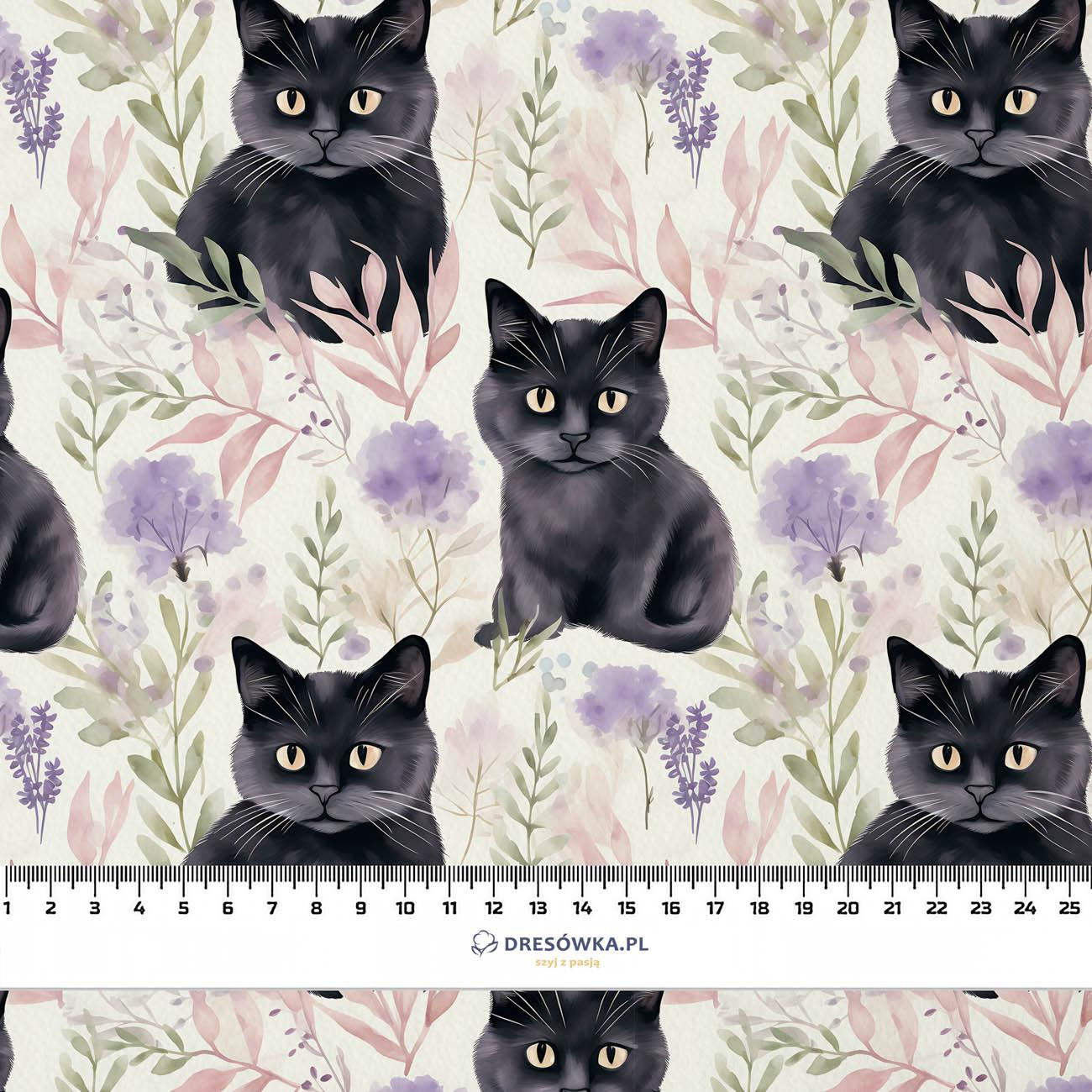 PASTEL BLACK CAT - Cotton woven fabric