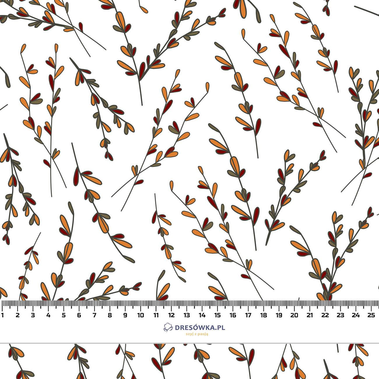 AUTUMN TWIGS / white (RED PANDA’S AUTUMN) - looped knit fabric