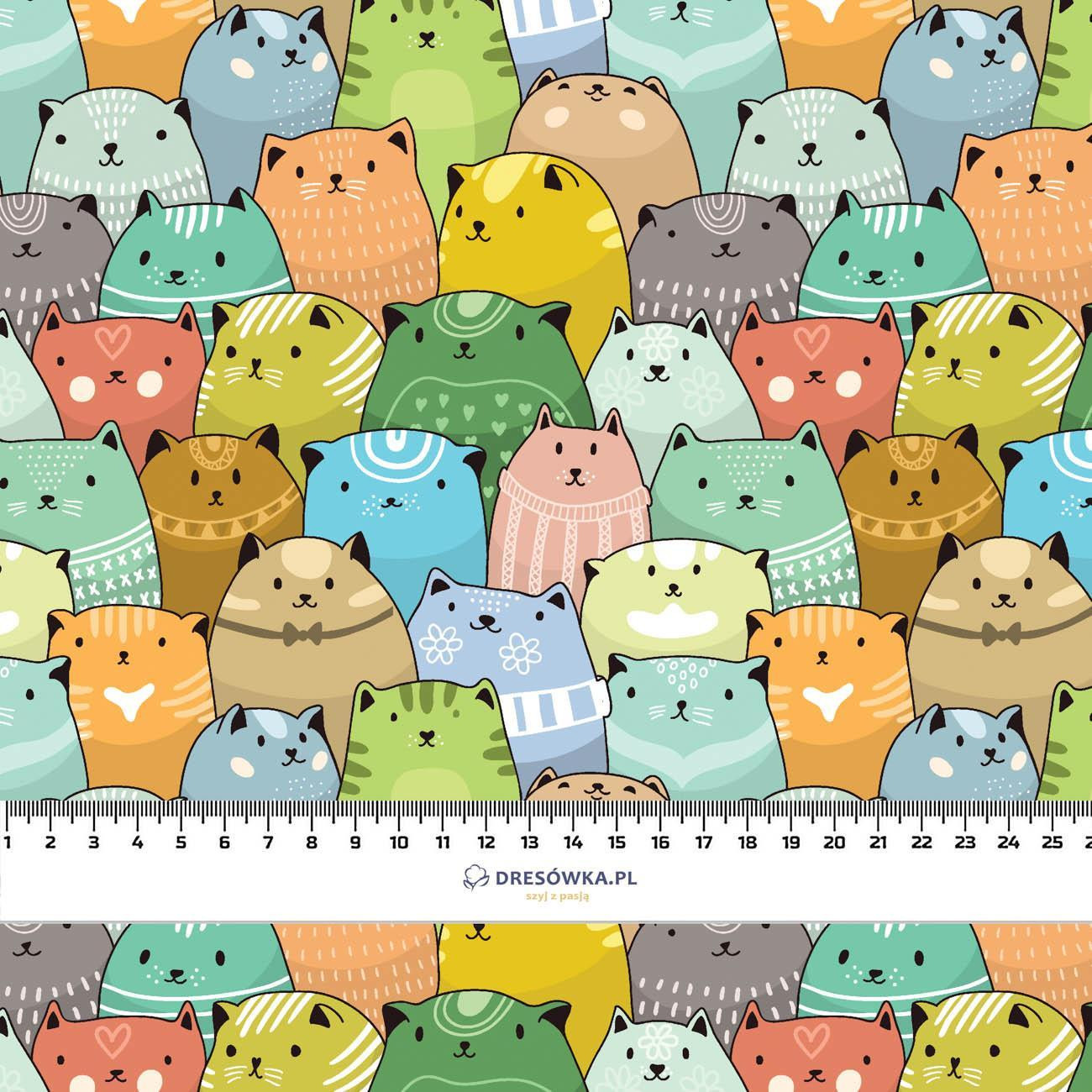 Colourful cats - Cotton sateen 190g