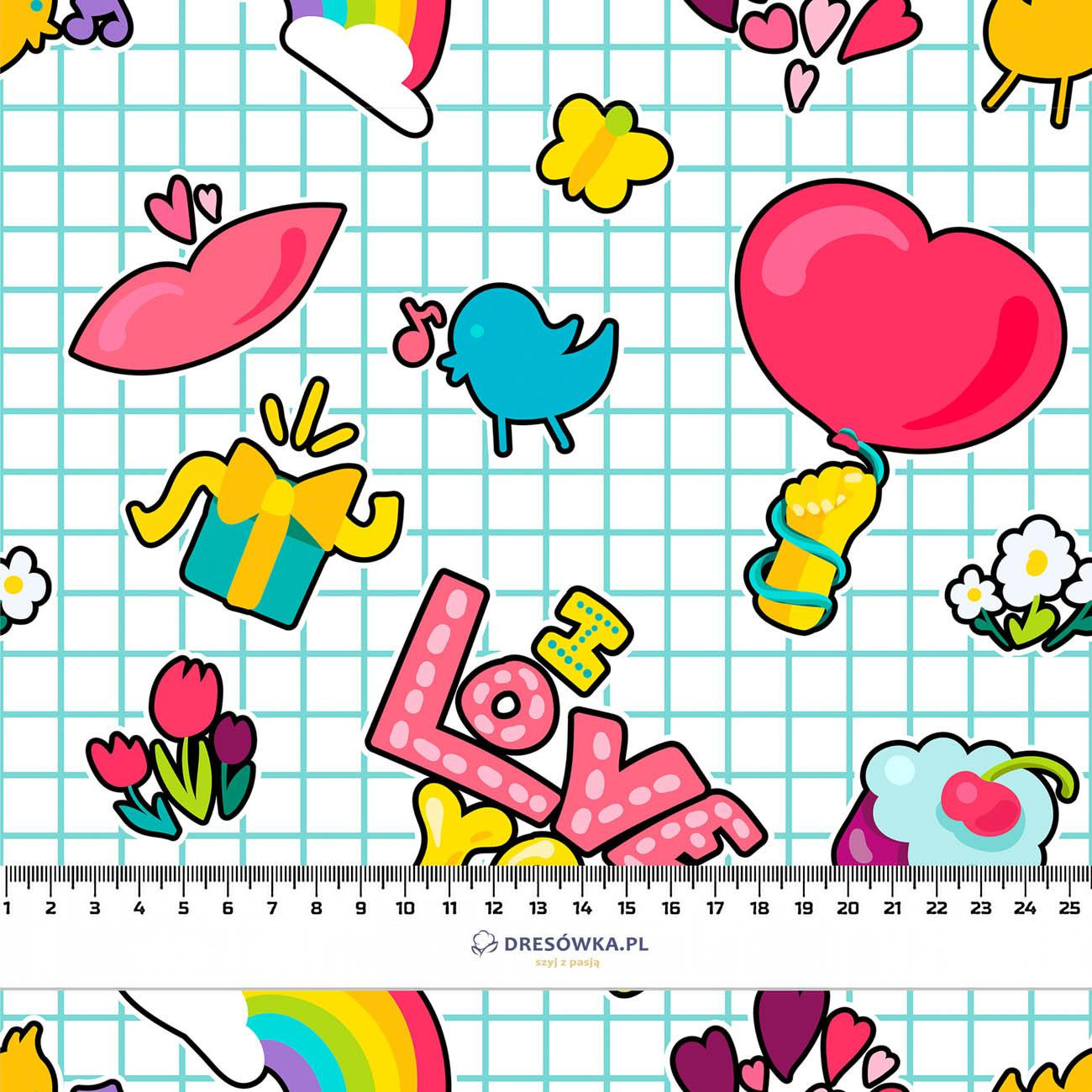 COLORFUL STICKERS PAT. 1 - Cotton woven fabric