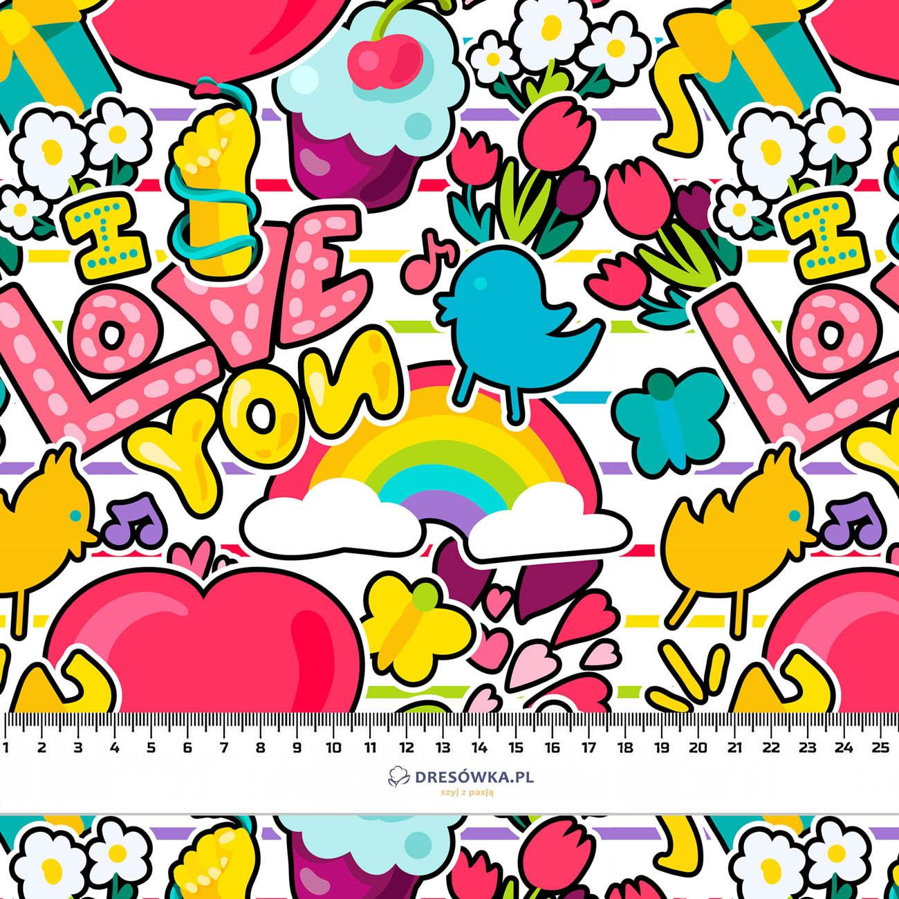 COLORFUL STICKERS PAT. 2 - Cotton woven fabric