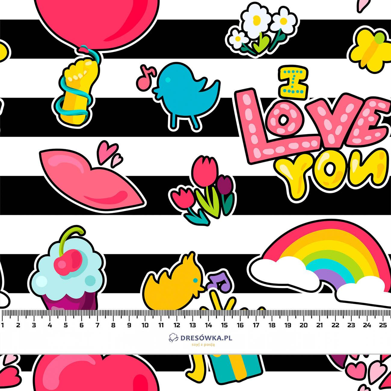 50cm COLORFUL STICKERS PAT. 4 - looped knit fabric
