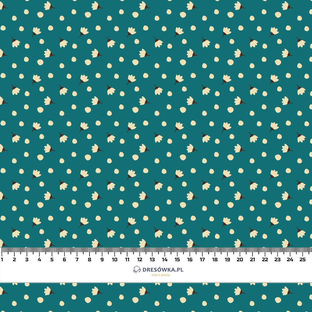 100cm SMALL FLOWERS AND POLKA DOTS - organic looped knit fabric