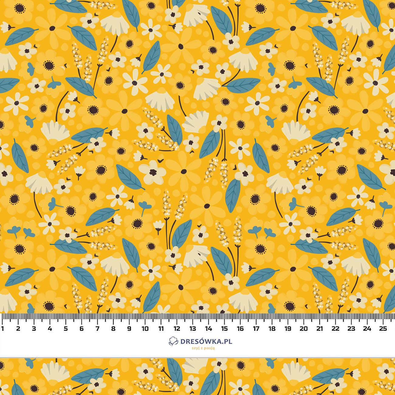 SMALL FLOWERS pat. 2 / mustard - looped knit fabric