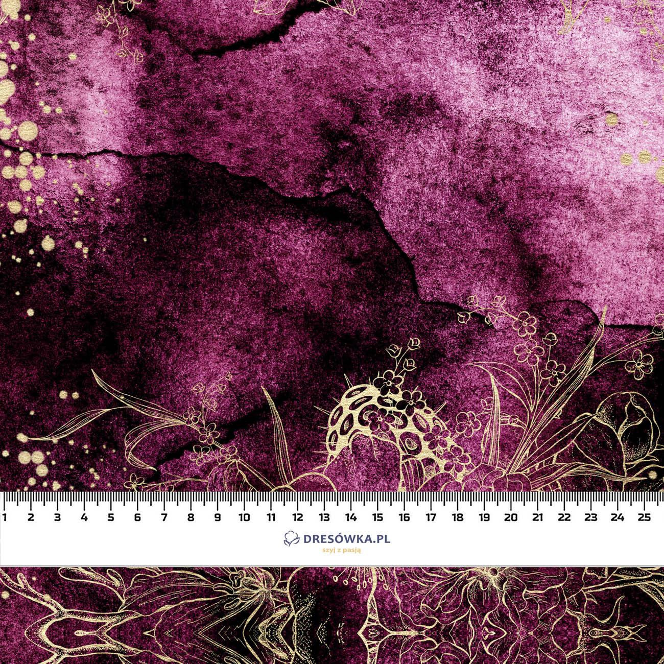 FLOWERS / golden contour Pat. 1  / WATERCOLOR MARBLE - organic looped knit fabric