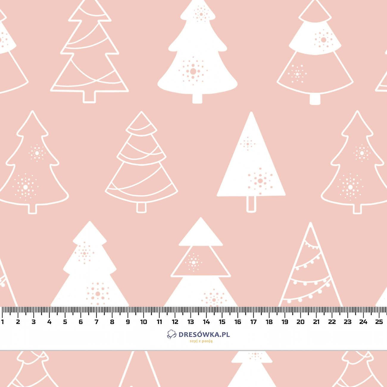 GLAZED CHRISTMAS TREES (CHRISTMAS GINGERBREAD) / dusky pink - brushed knit fabric with teddy / alpine fleece