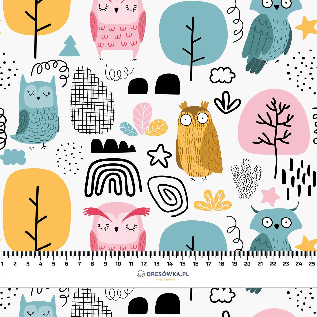 PAINTED OWLS - Waterproof woven fabric