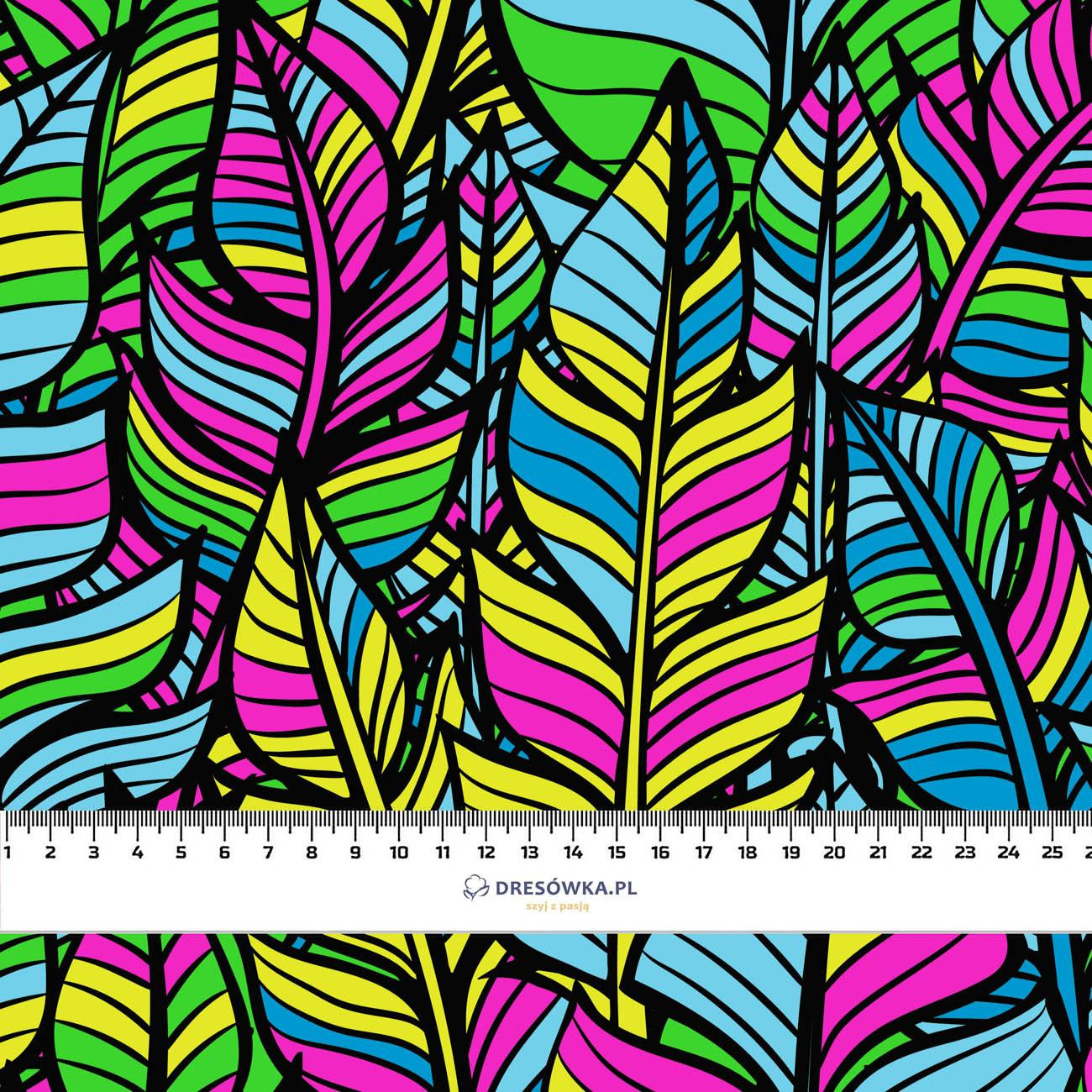 NEON LEAVES - looped knit fabric