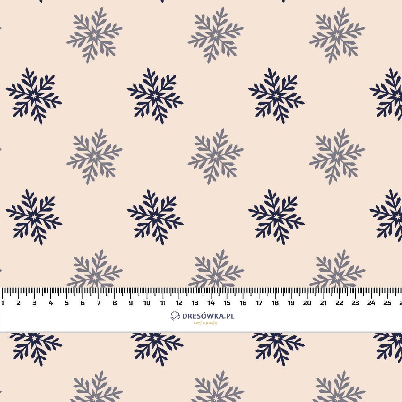 SNOWFLAKES pat. 5 (WINTER TIME) / beige - Cotton woven fabric