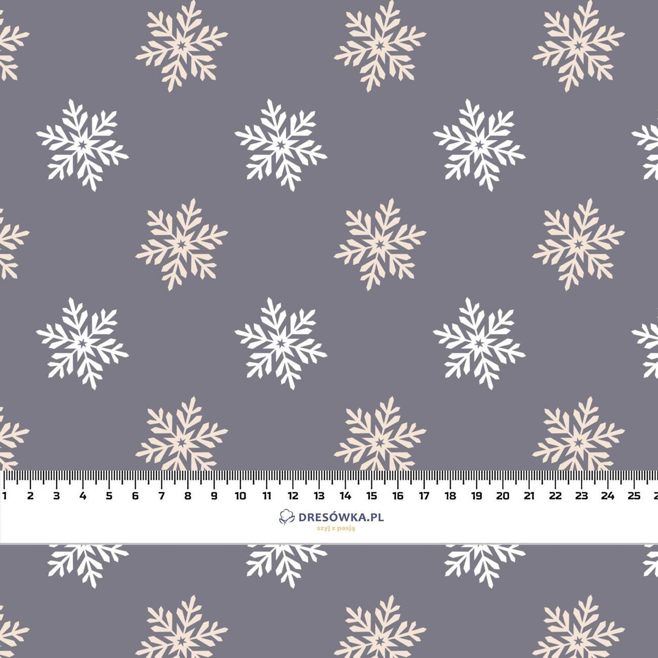 SNOWFLAKES pat. 5 (WINTER TIME) / grey - Waterproof woven fabric