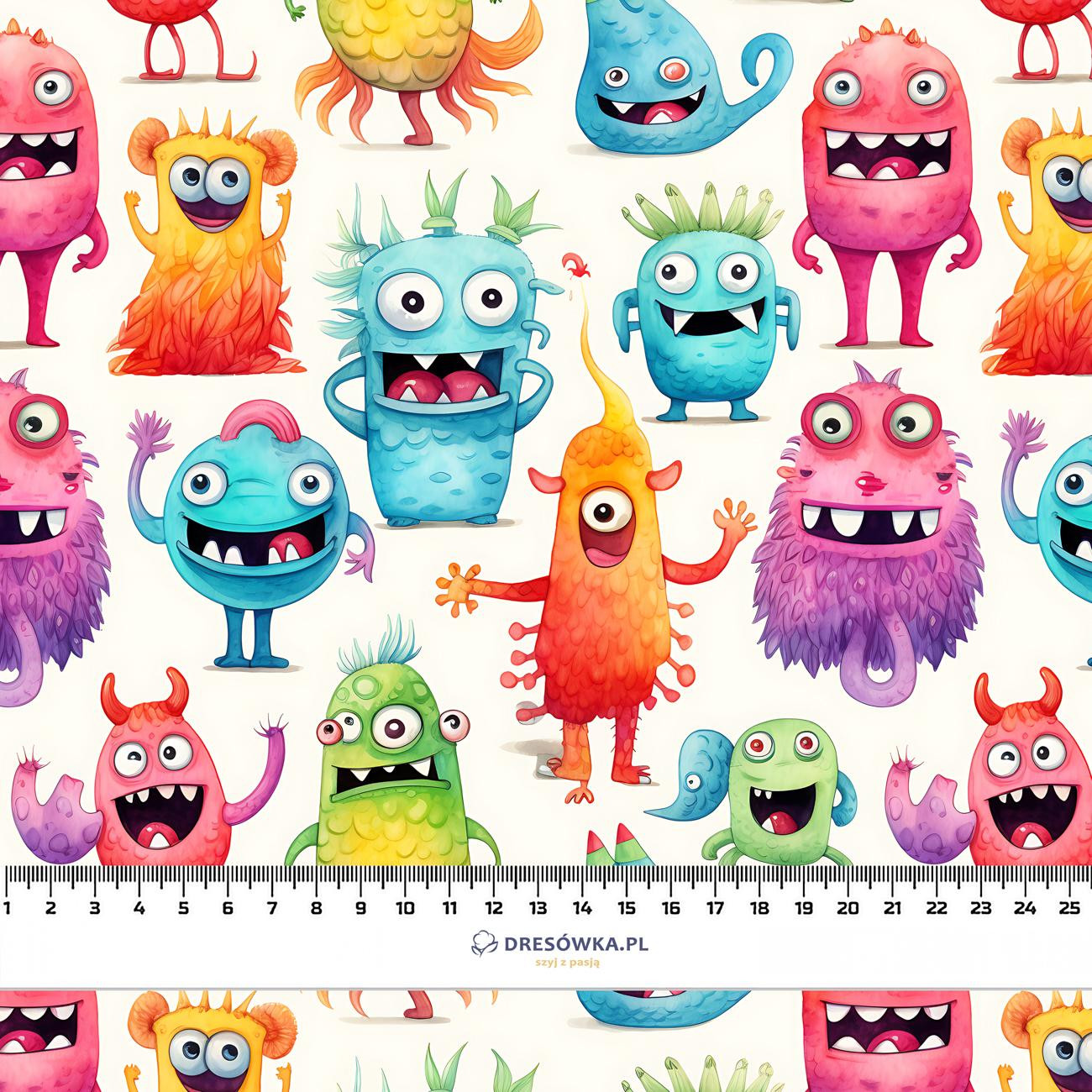 FUNNY MONSTERS PAT. 2 - Cotton woven fabric