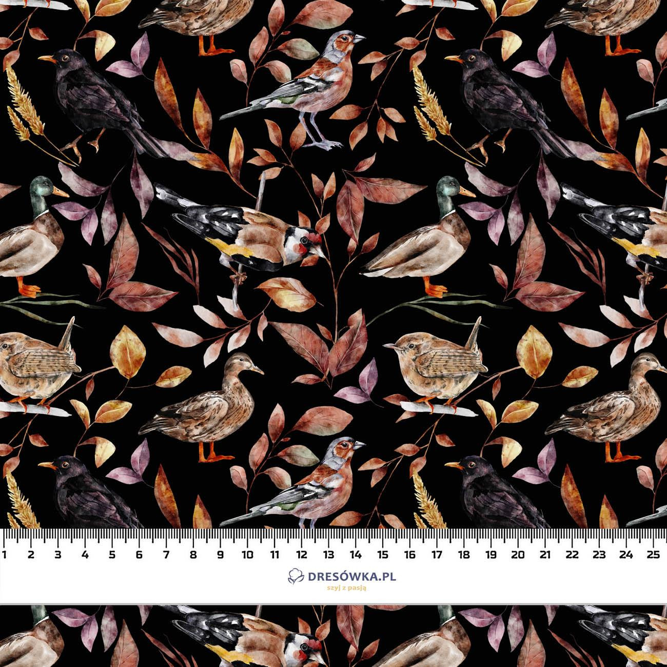 BIRDS PAT. 2 / BLACK (COLORFUL AUTUMN)