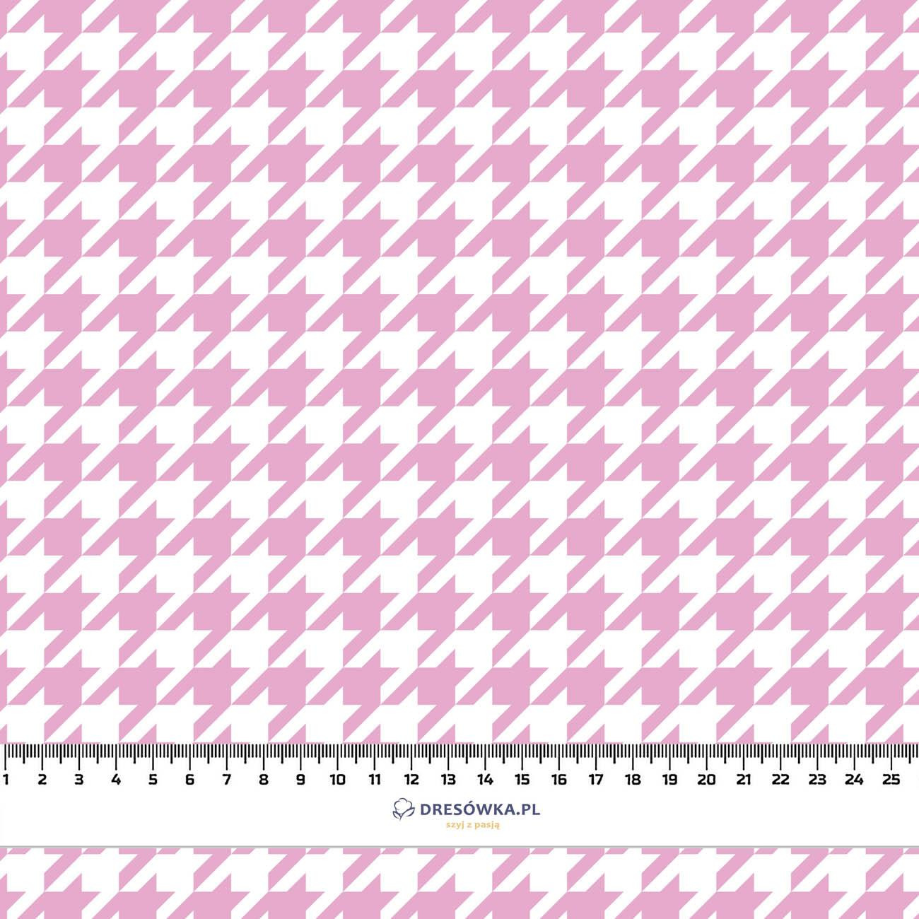 PINK HOUNDSTOOTH / WHITE - single jersey with elastane 