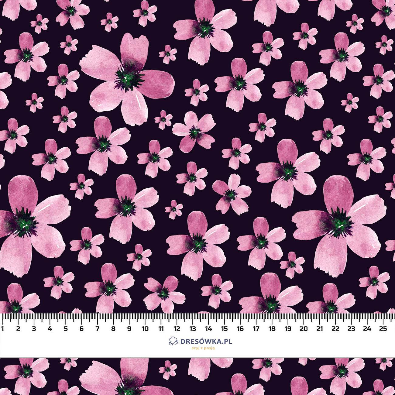 PINK FLOWERS PAT. 5 / black - looped knit fabric with elastane ITY