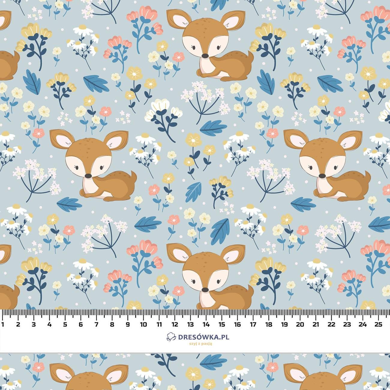 DEERS ON A MEADOW pat. 2 - Cotton woven fabric