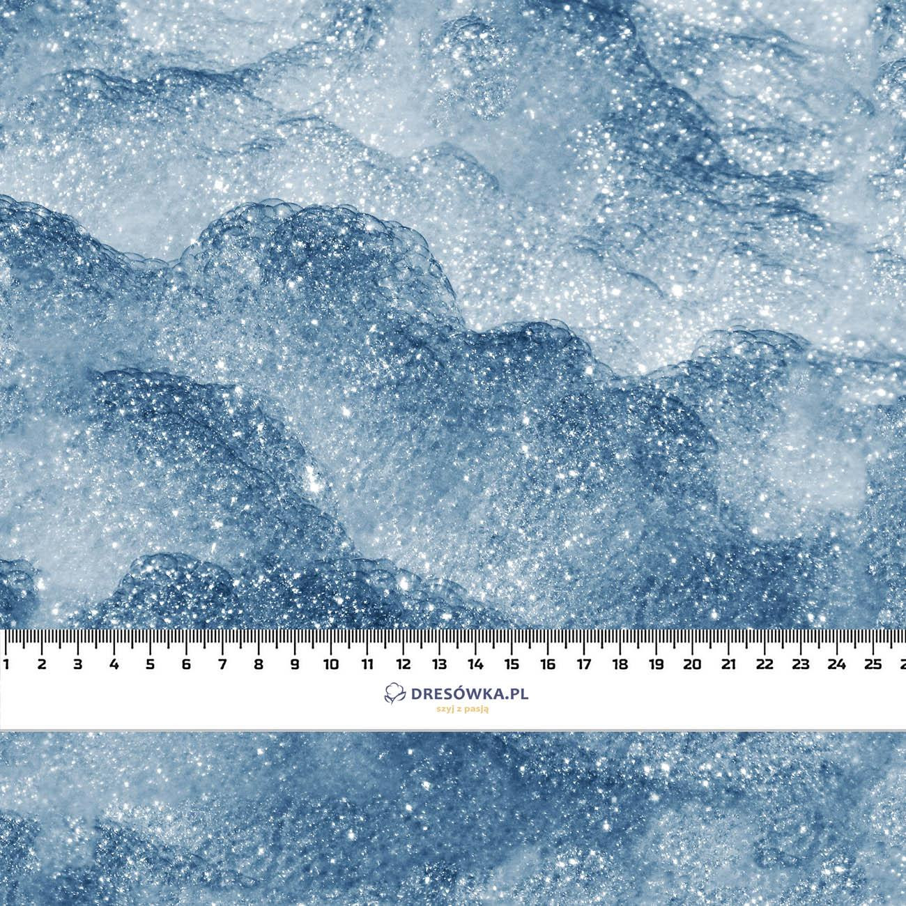 SNOW / sea blue (PAINTED ON GLASS) - looped knit fabric