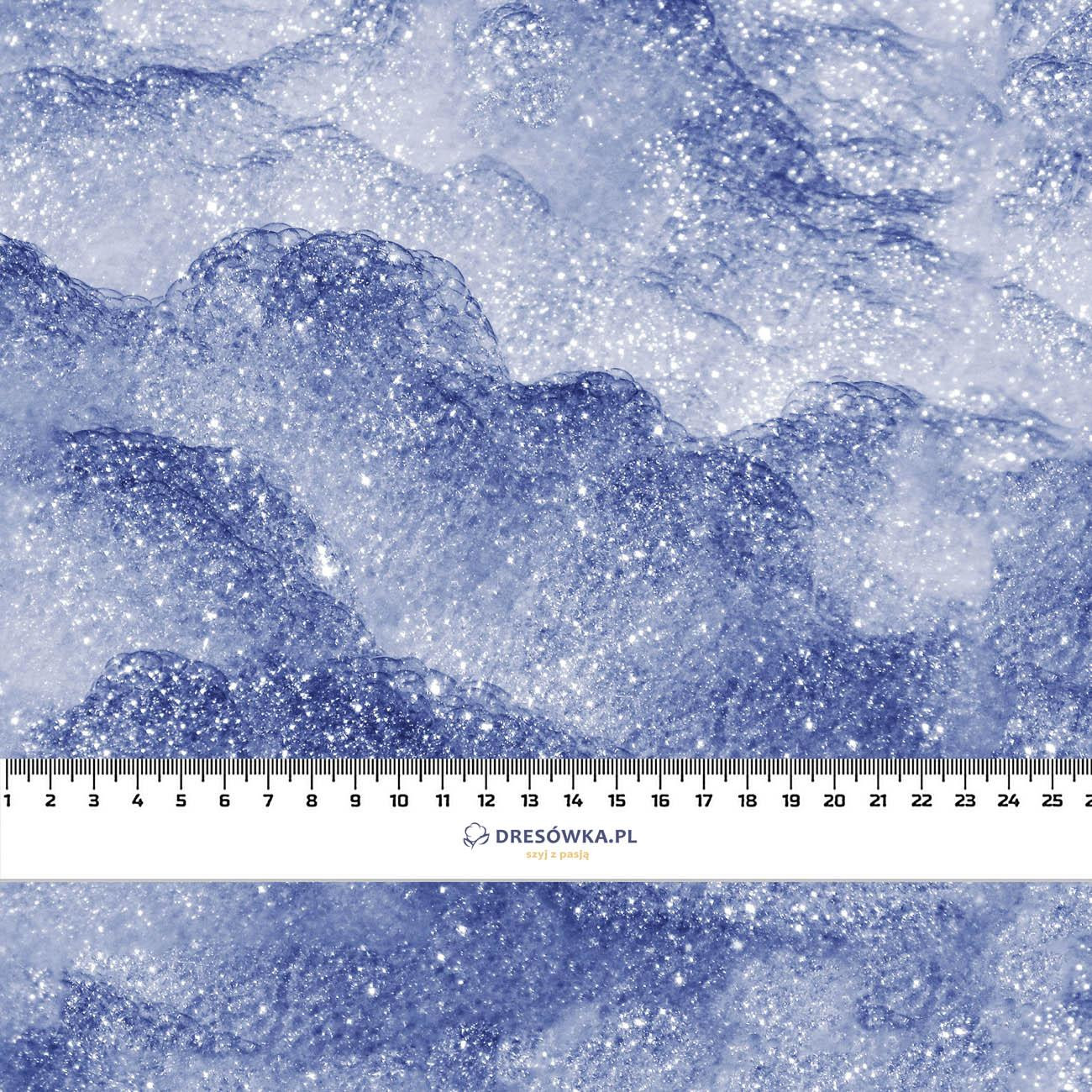SNOW / blue (PAINTED ON GLASS) - Waterproof woven fabric