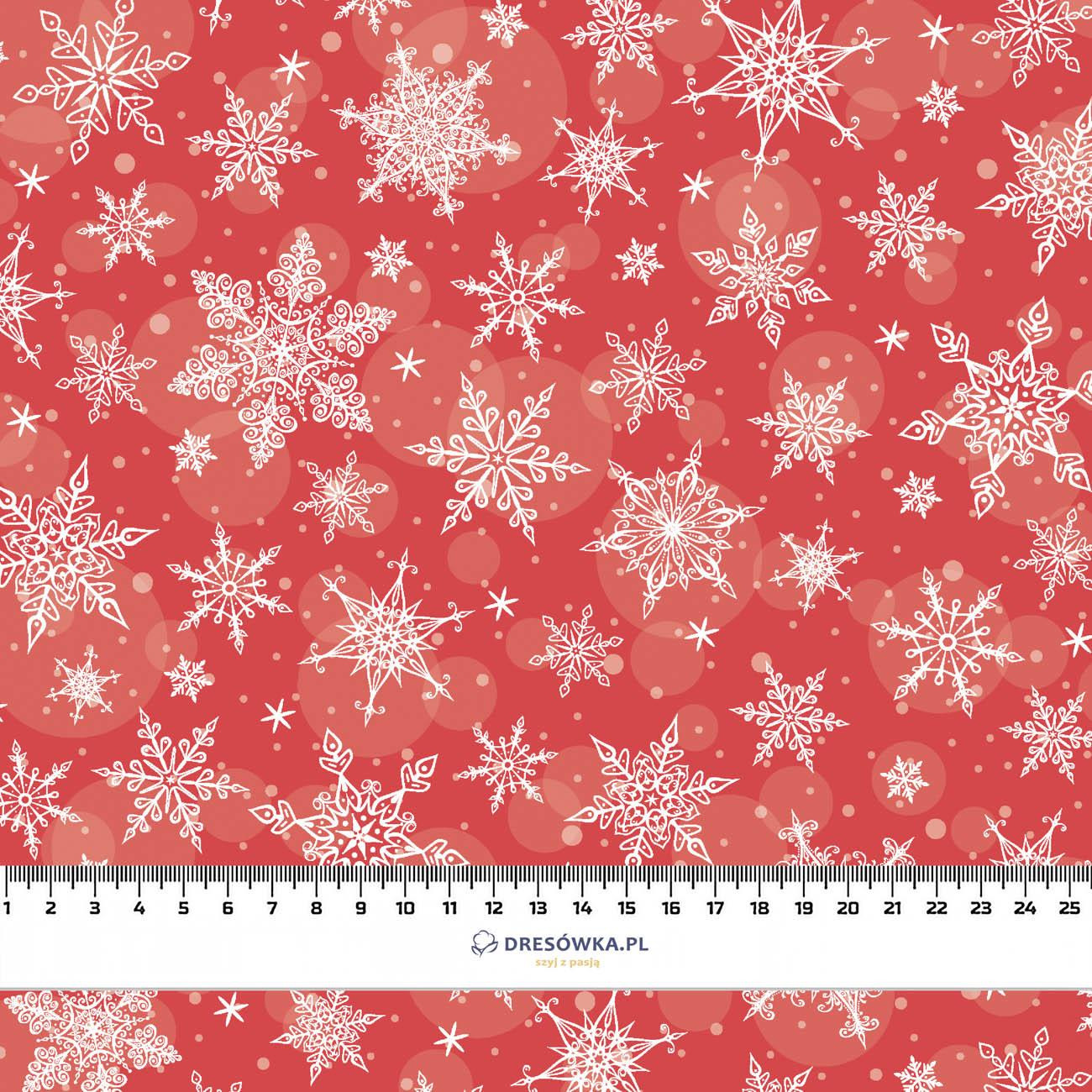 SNOWFLAKES PAT. 2 / red - brushed knitwear with elastane ITY
