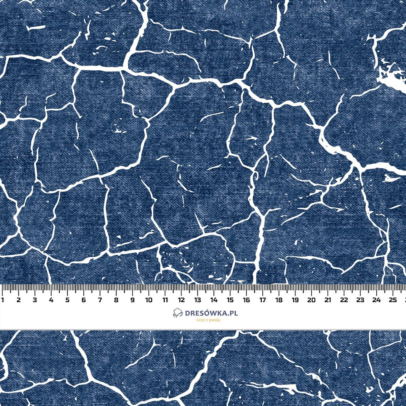 SCORCHED EARTH (white) / ACID WASH (dark blue) - looped knit fabric