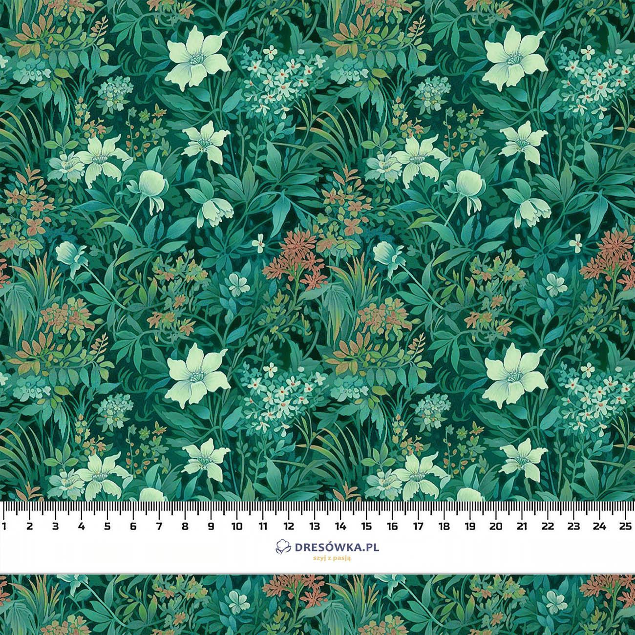 VERDIGRIS / FLOWERS - looped knit fabric