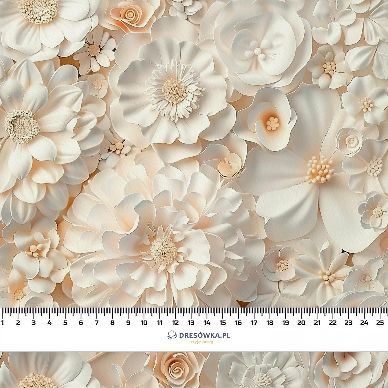 WHITE FLOWERS PAT. 4 - looped knit fabric