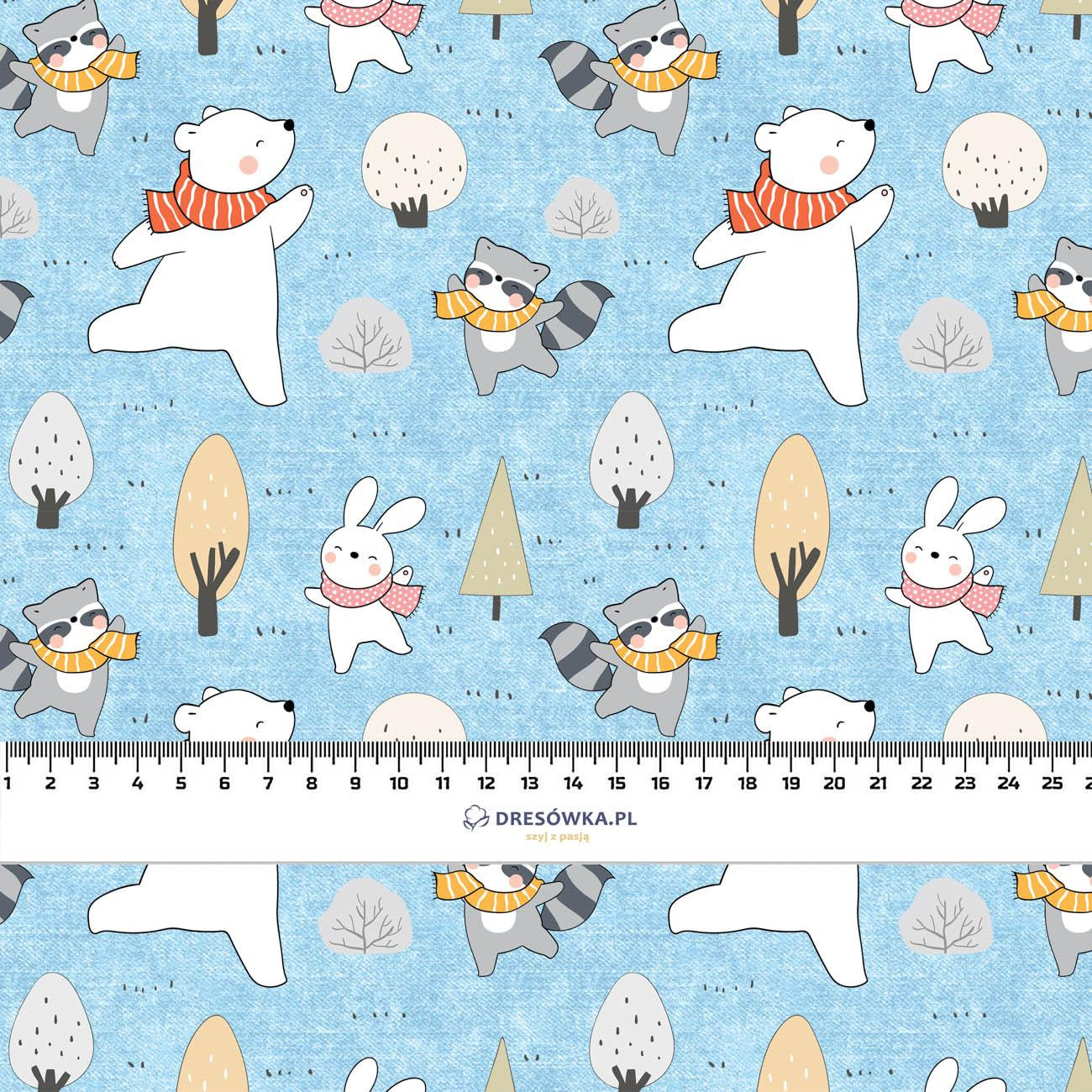 WINTER PARTY PAT. 1 (WINTER FUN) / ACID WASH LIGHT BLUE - Waterproof woven fabric