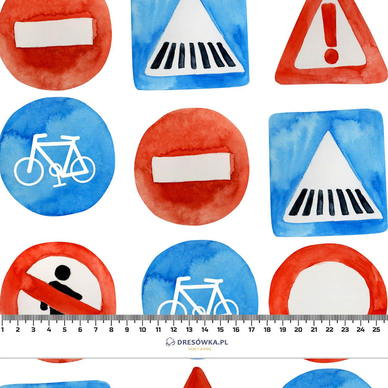 ROAD SIGNS (COLORFUL TRANSPORT) - Cotton woven fabric