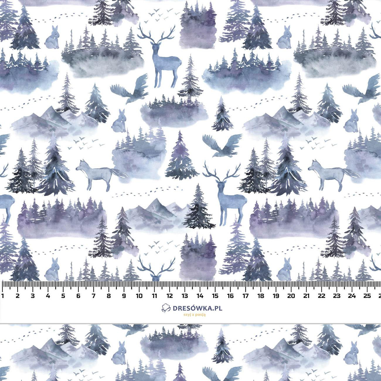 ANIMALS IN THE FOREST (PAINTED FOREST) - Cotton woven fabric